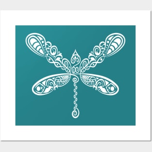 Dragonfly floral pattern Posters and Art